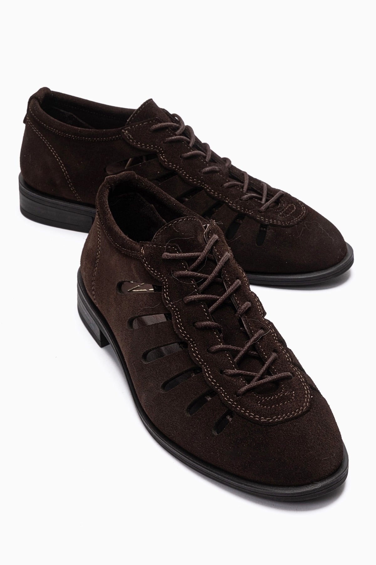ASTRON - Brown Suede Genuine Leather Casual Shoe – front three-quarter view showing leather, suede, Vowalisse