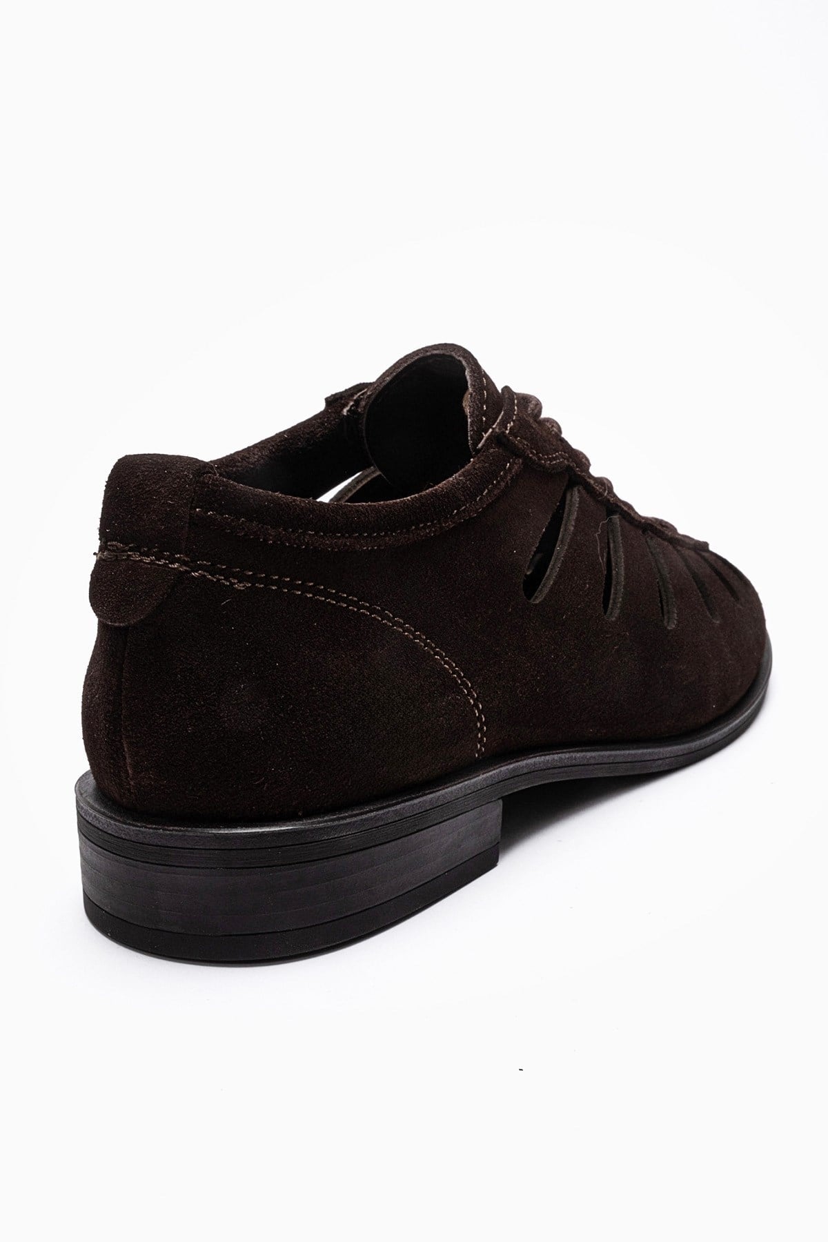 ASTRON - Brown Suede Genuine Leather Casual Shoe – back view showing leather, suede, Vowalisse