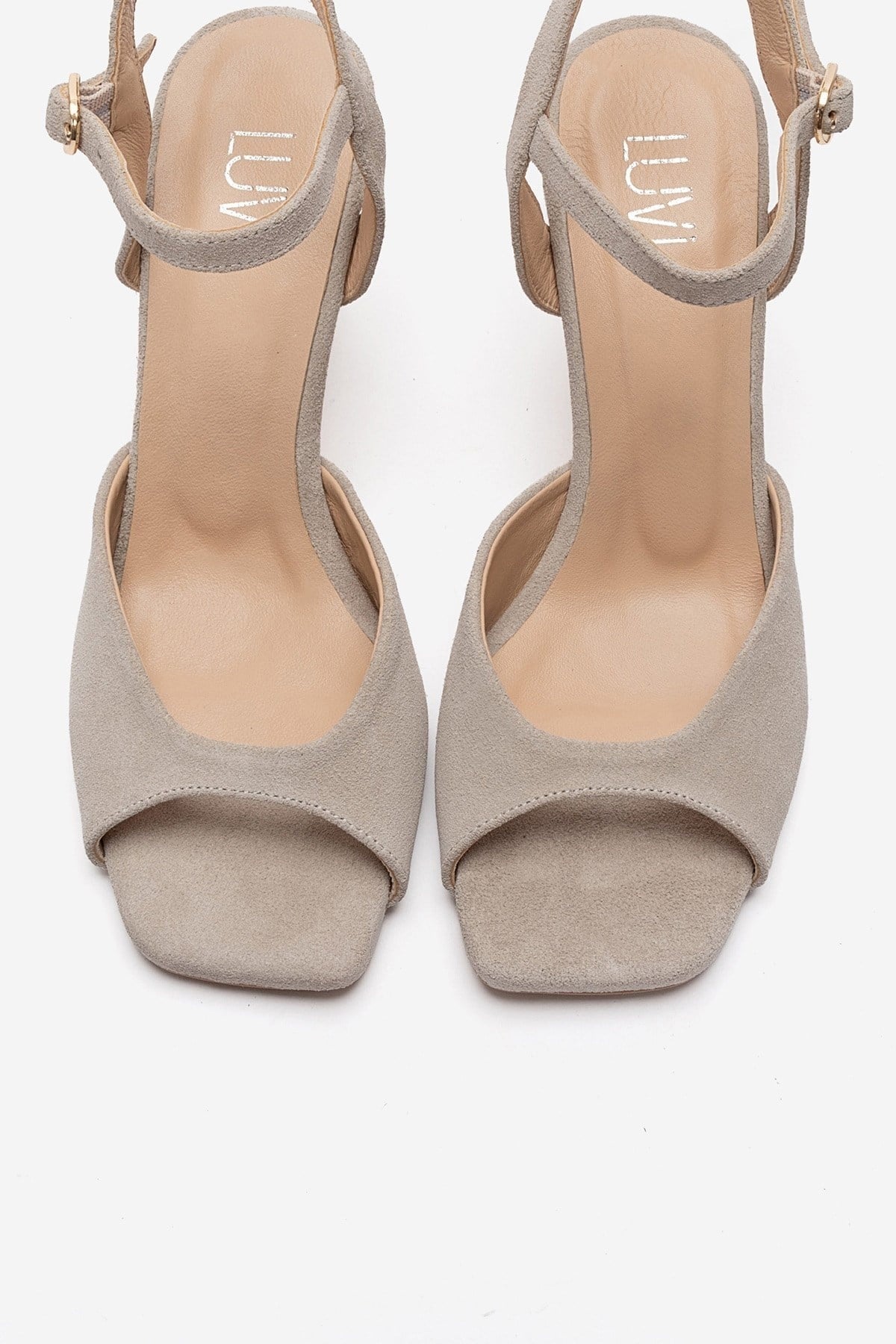ELVIA - Beige Genuine Leather Stiletto Pump – side view showing leather, suede, Vowalisse