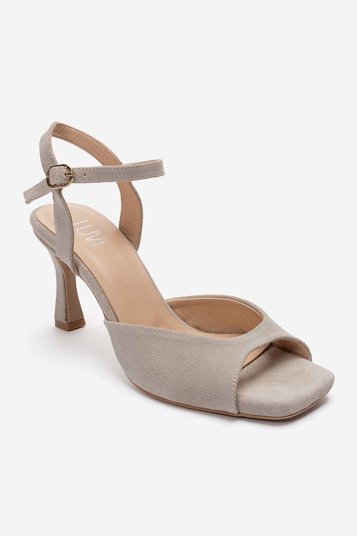 ELVIA - Beige Genuine Leather Stiletto Pump – detail view showing leather, suede, Vowalisse
