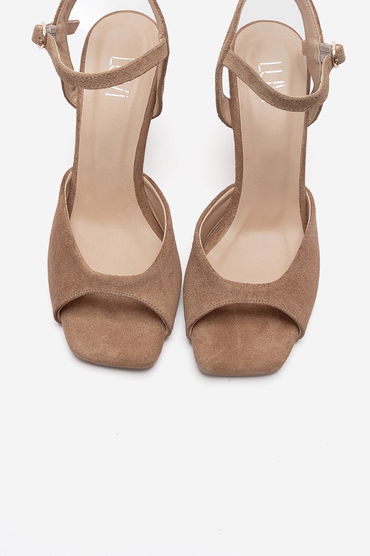 ELVIA - Taupe Genuine Leather Stiletto Pump – side view showing leather, suede, Vowalisse