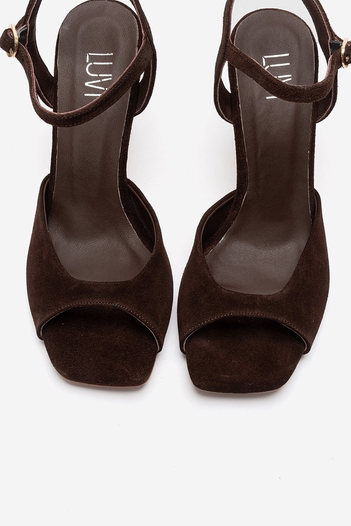 ELVIA - Brown Genuine Leather Stiletto Pump – side view showing leather, suede, Vowalisse