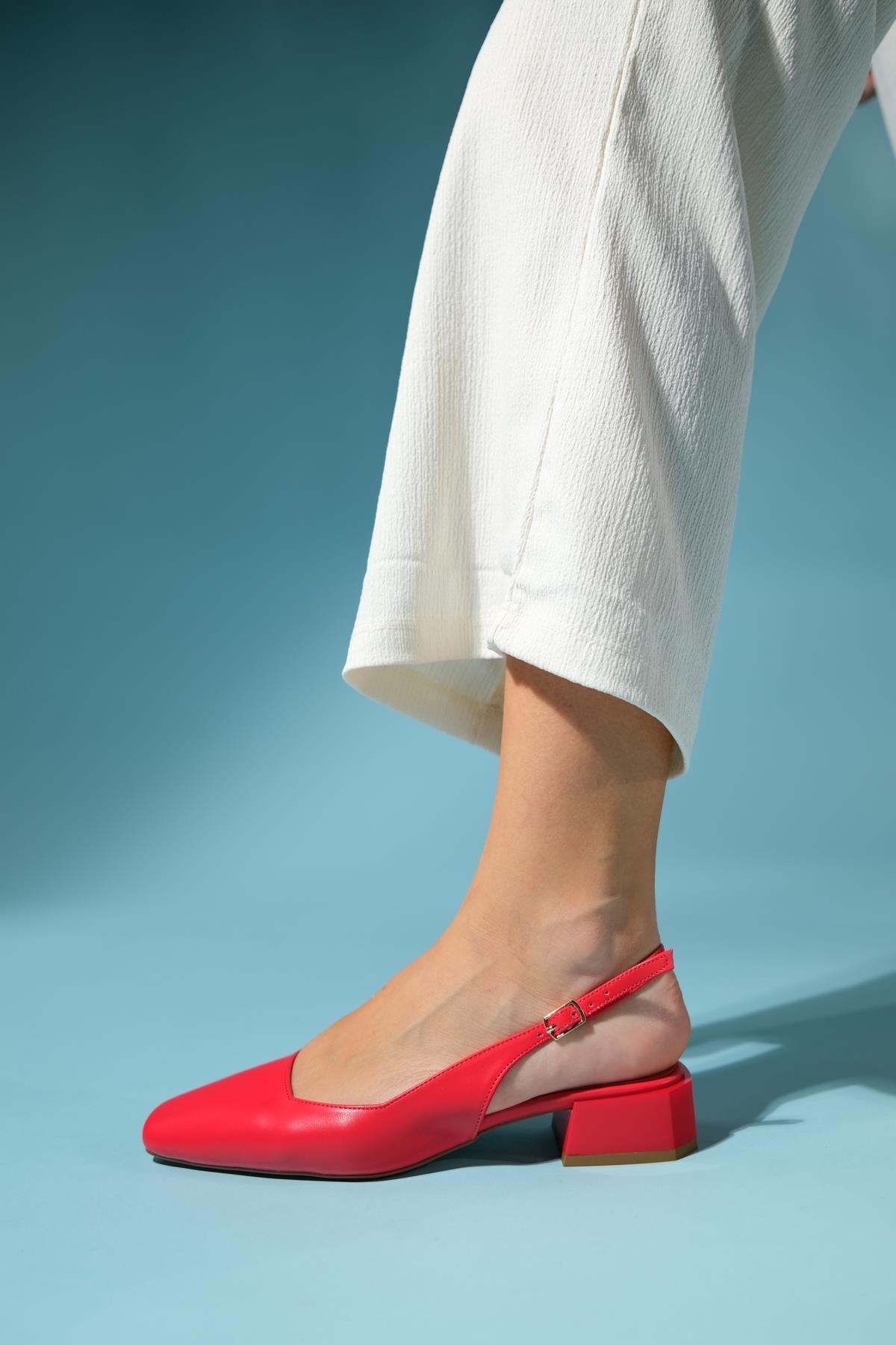 State - Red Heeled Shoe – heel view showing leather, red, Vowalisse