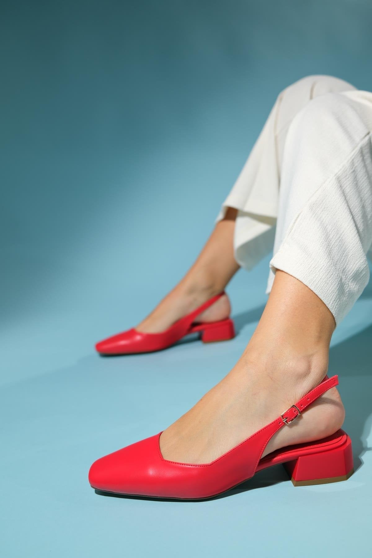 State - Red Heeled Shoe – back view showing leather, red, Vowalisse