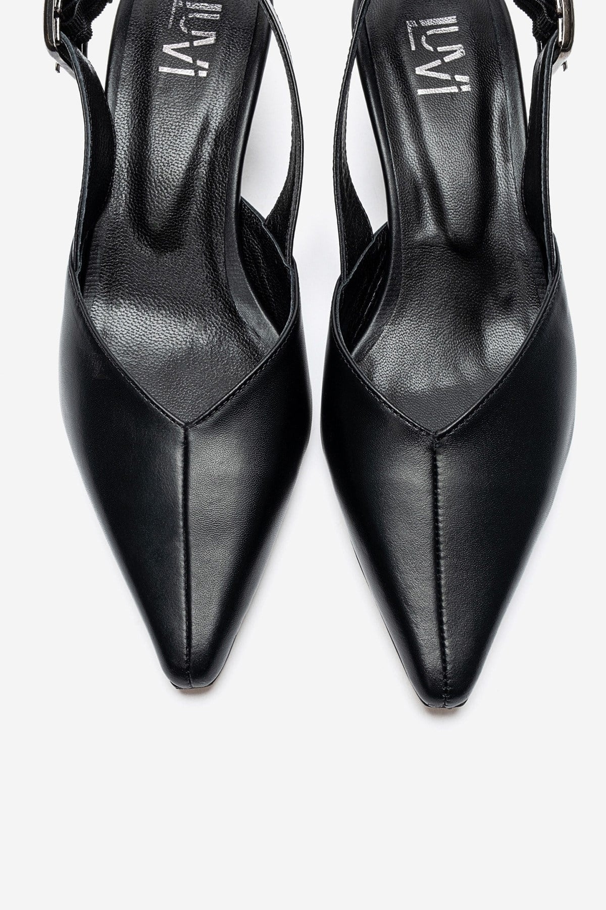 DIORIS - Black Genuine Leather Kitten Heel Pump – side view showing leather, black, Vowalisse