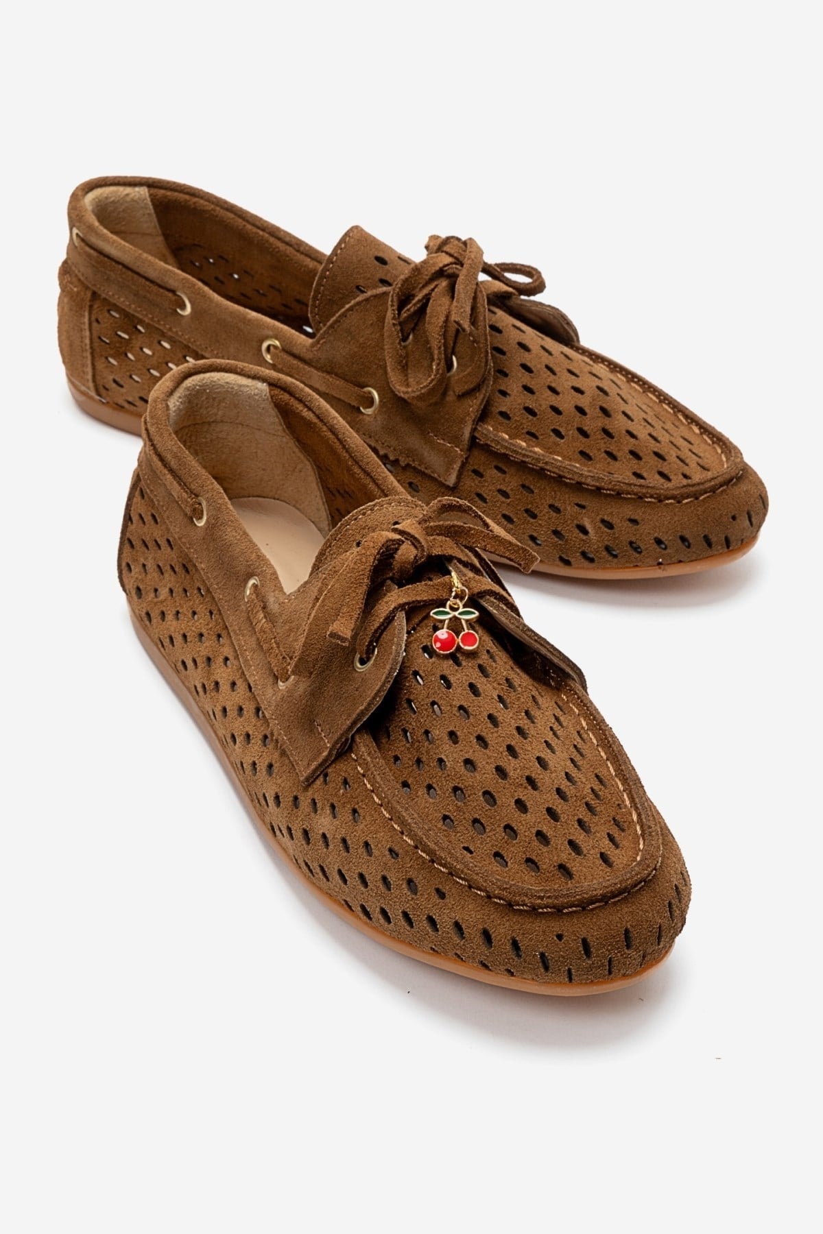 STEVO - Cognac Suede Genuine Leather Lace-Up Loafer – front three-quarter view showing lace, leather, suede, Vowalisse
