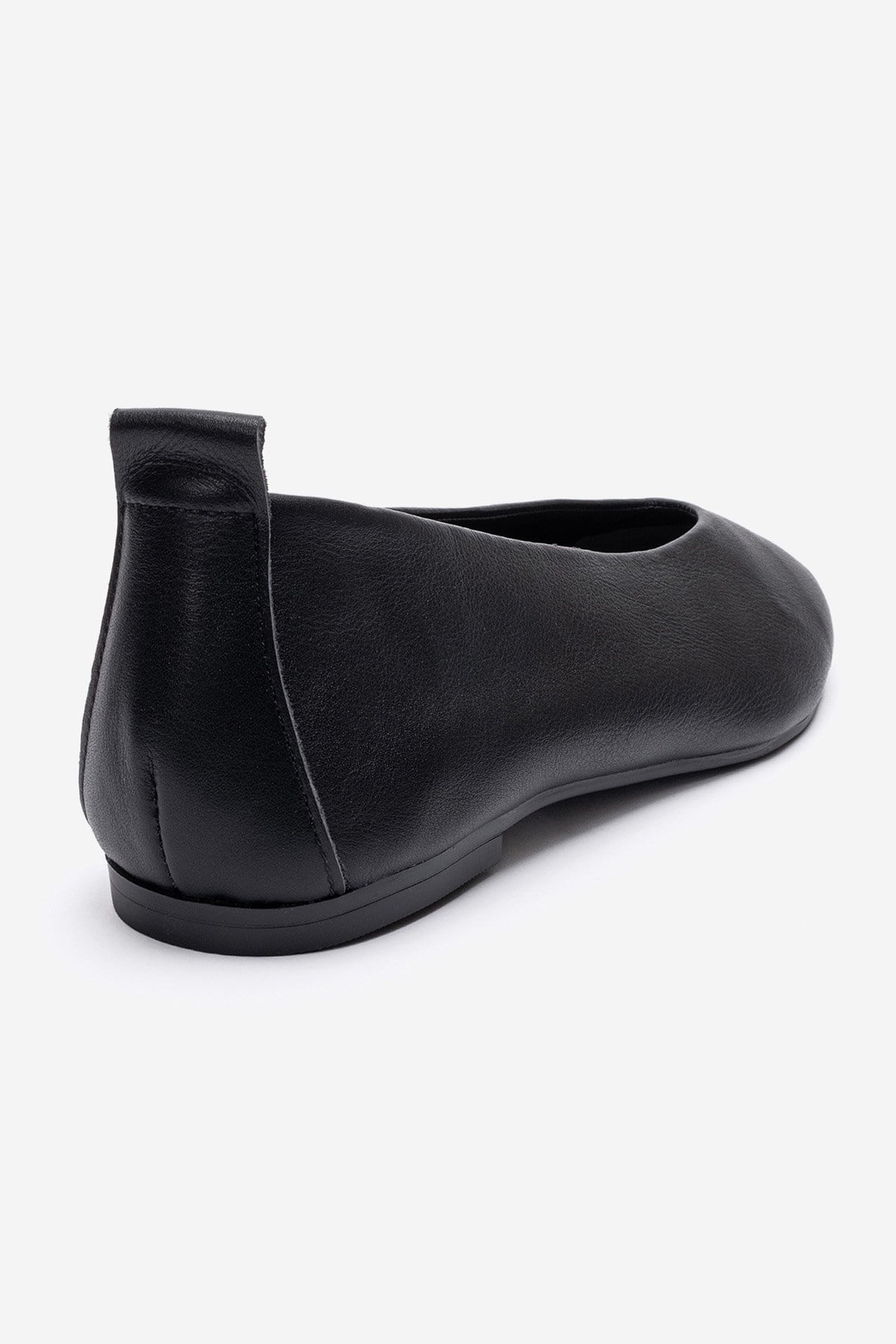 JENAS - Black Genuine Leather Ballet Flat – back view showing leather, black, Vowalisse