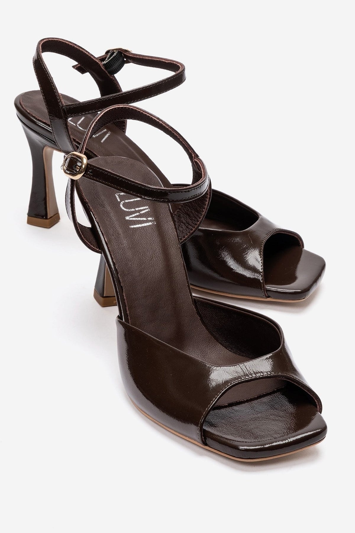 ELVIA - Brown Genuine Leather Stiletto Pump – front three-quarter view showing leather, Vowalisse