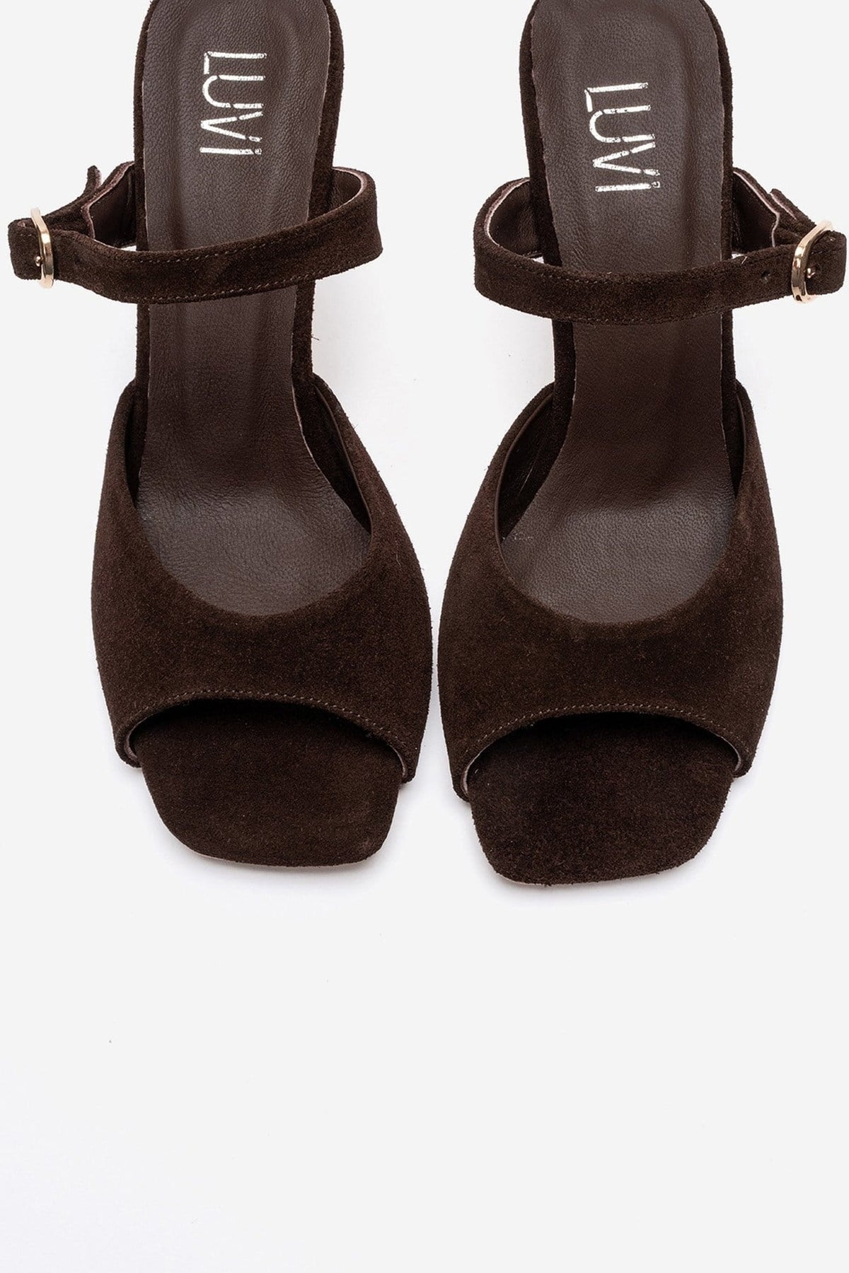 Urael - Brown Suede Genuine Leather Heeled Sandal – side view showing leather, suede, Vowalisse