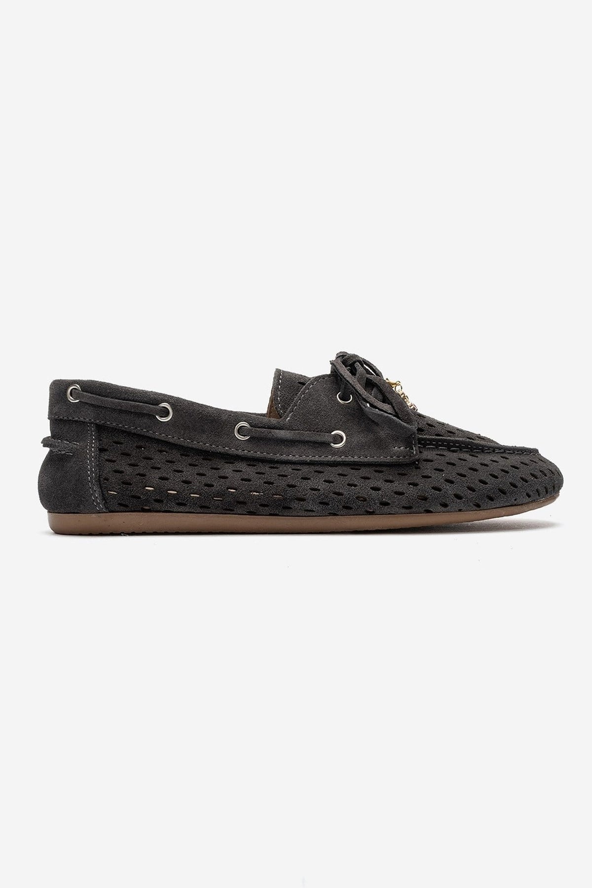 STEVO - Taupe Suede Genuine Leather Loafer – heel view showing leather, suede, Vowalisse