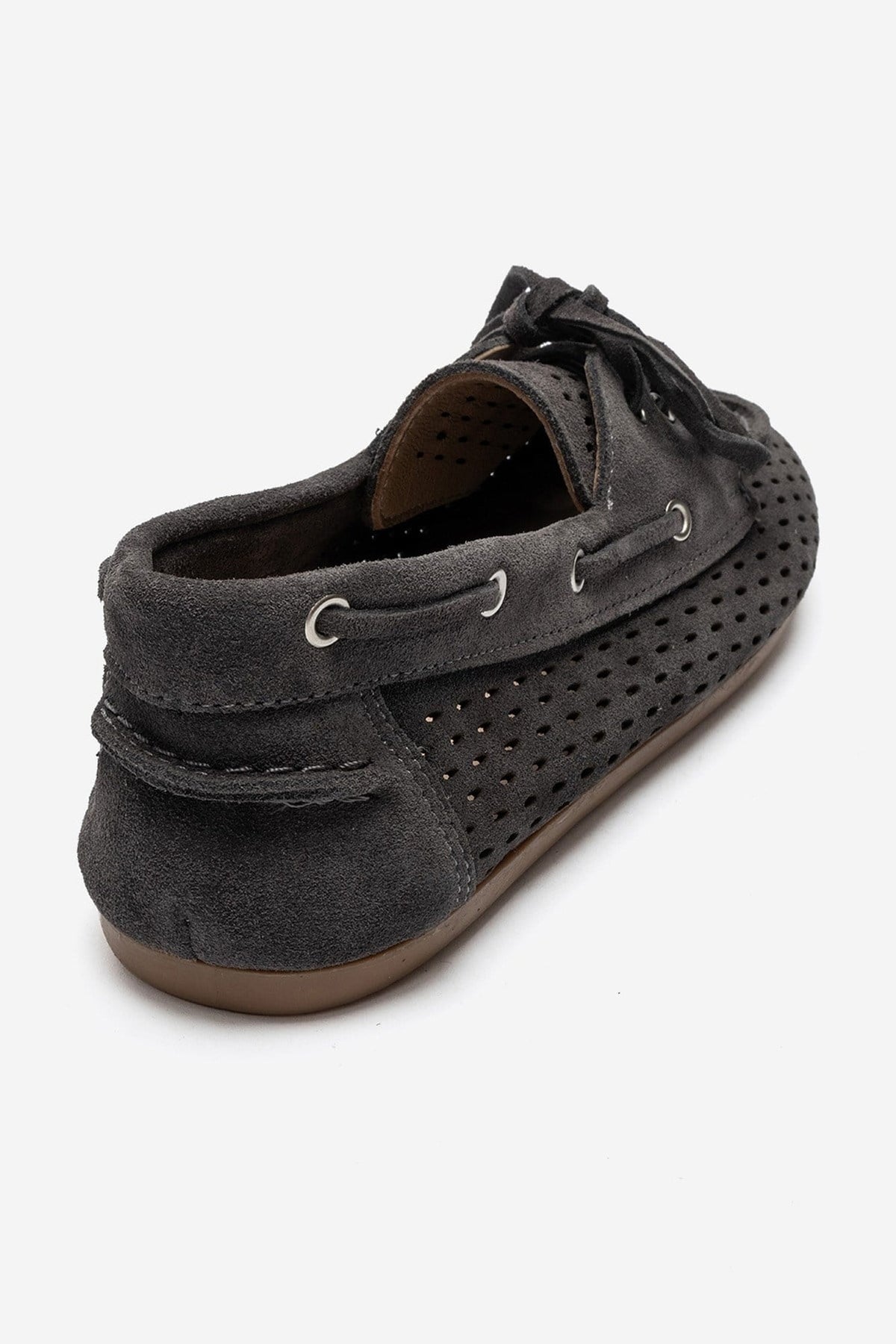 STEVO - Taupe Suede Genuine Leather Loafer – back view showing leather, suede, Vowalisse