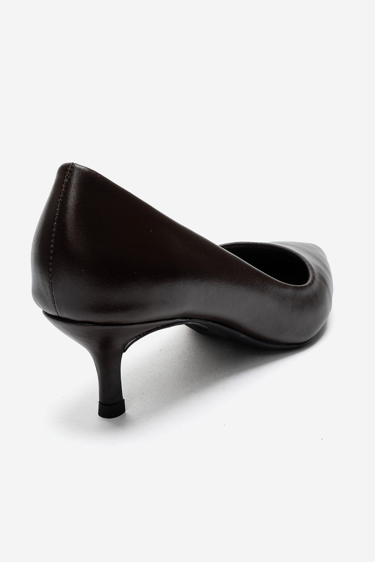 JALEN - Brown Genuine Leather Stiletto Pump – back view showing leather, Vowalisse