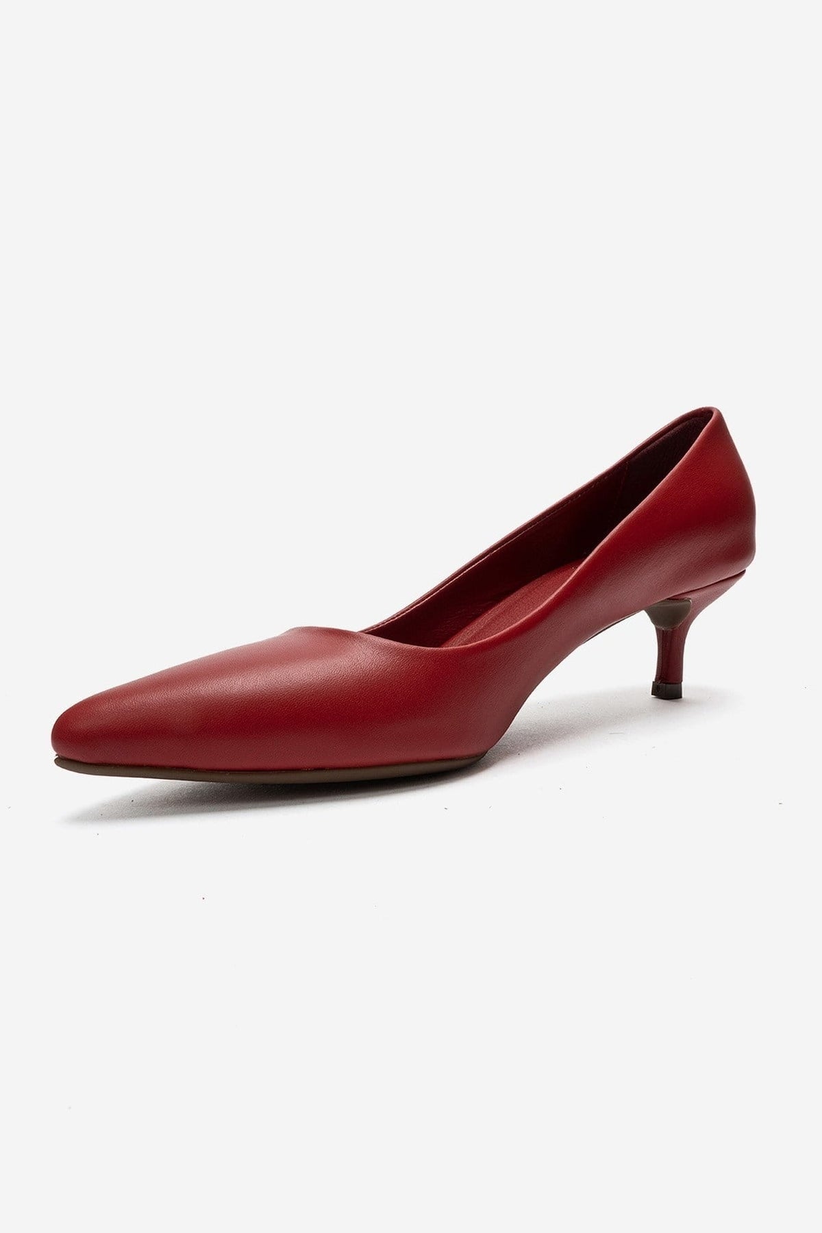 JALEN - Red Genuine Leather Stiletto Pump – top view showing leather, red, Vowalisse