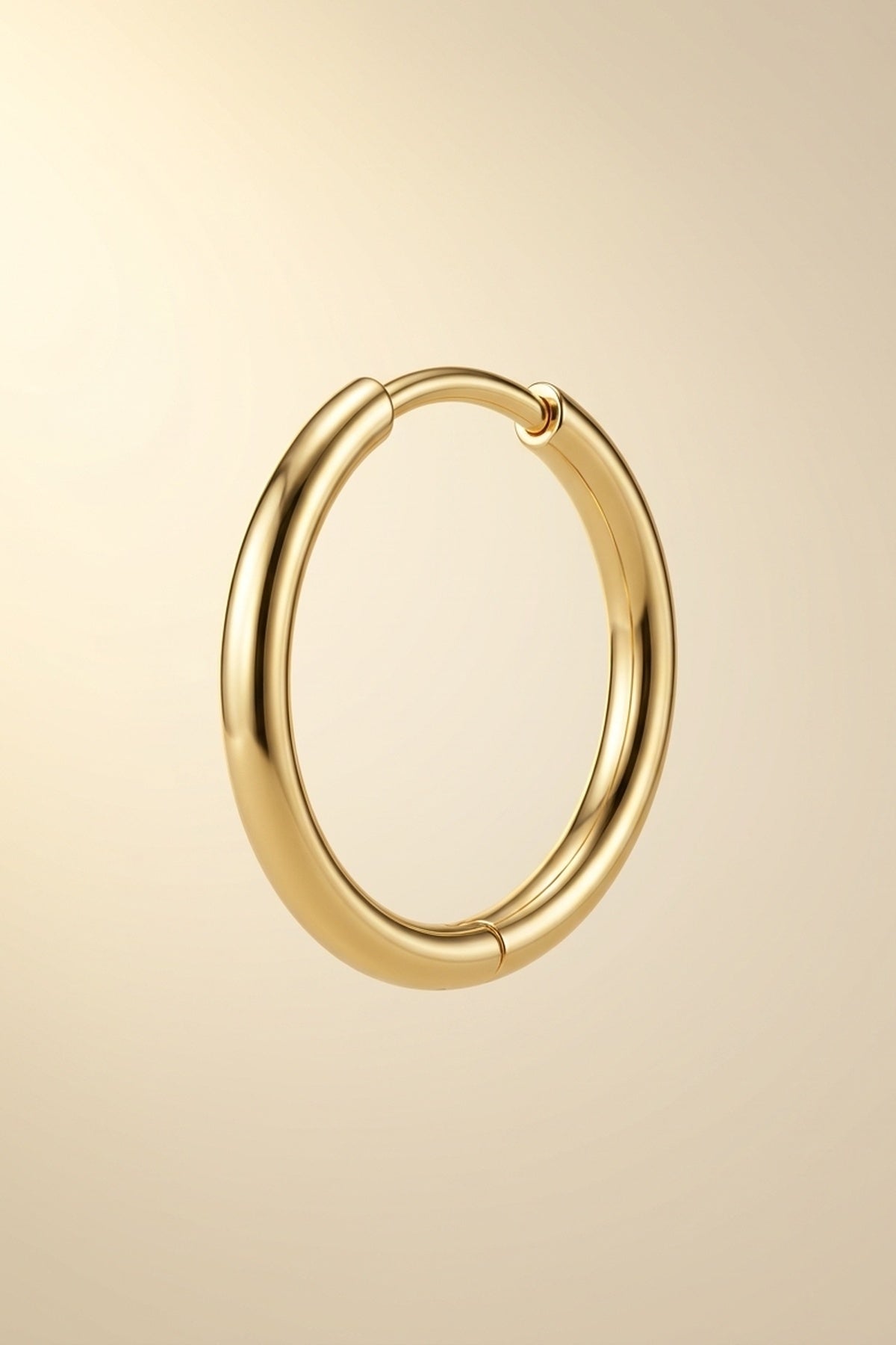 Audrey Classic 14k Gold Hoop Earrings – side view showing gold, Vowalisse