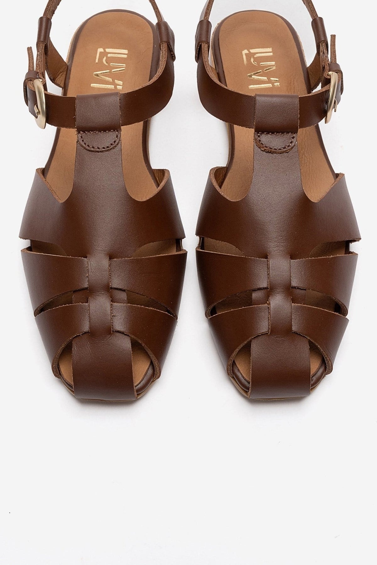 JANDOR - Brown Genuine Leather Sandal – side view showing leather, Vowalisse