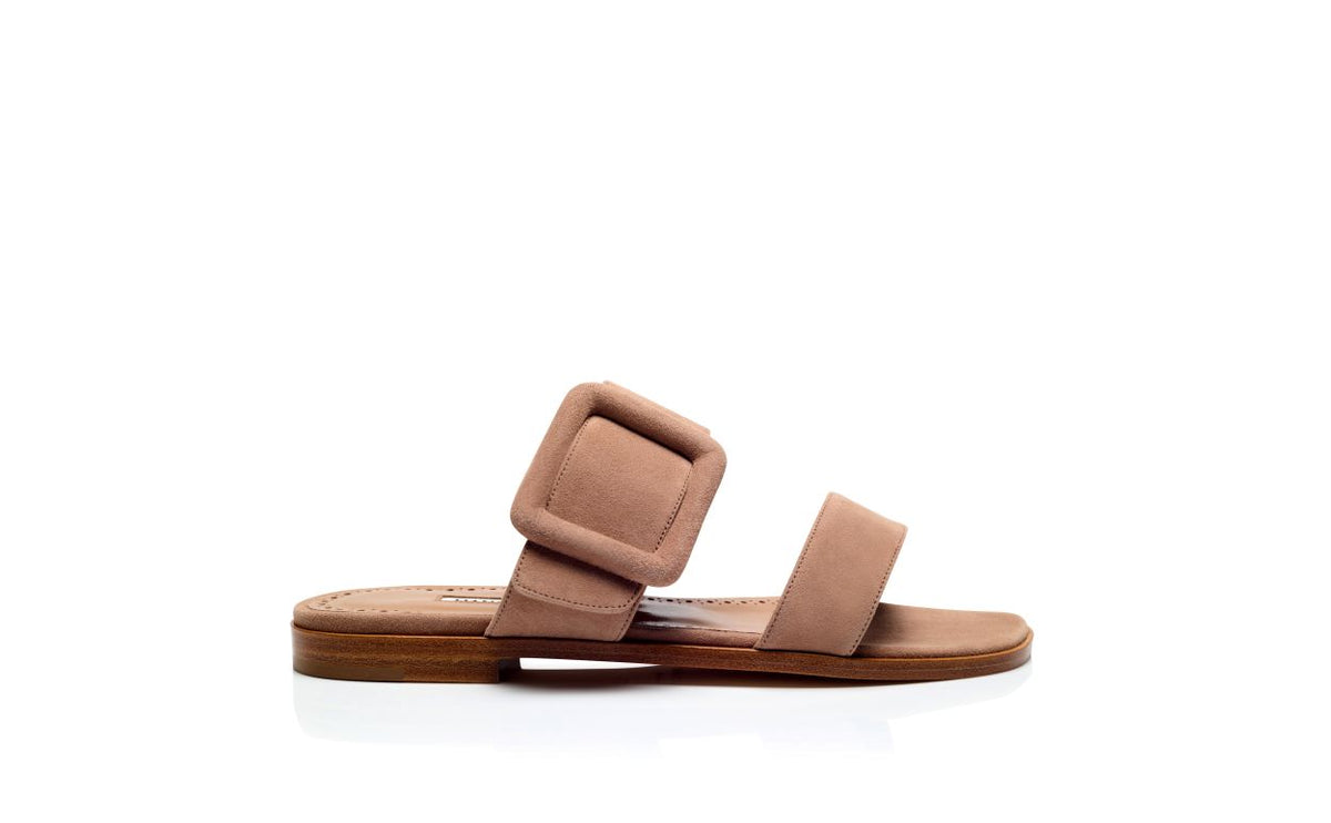 Marielle Halo Neutral Open Toe Mules – side profile showing neutral open toe, suede, Vowalisse