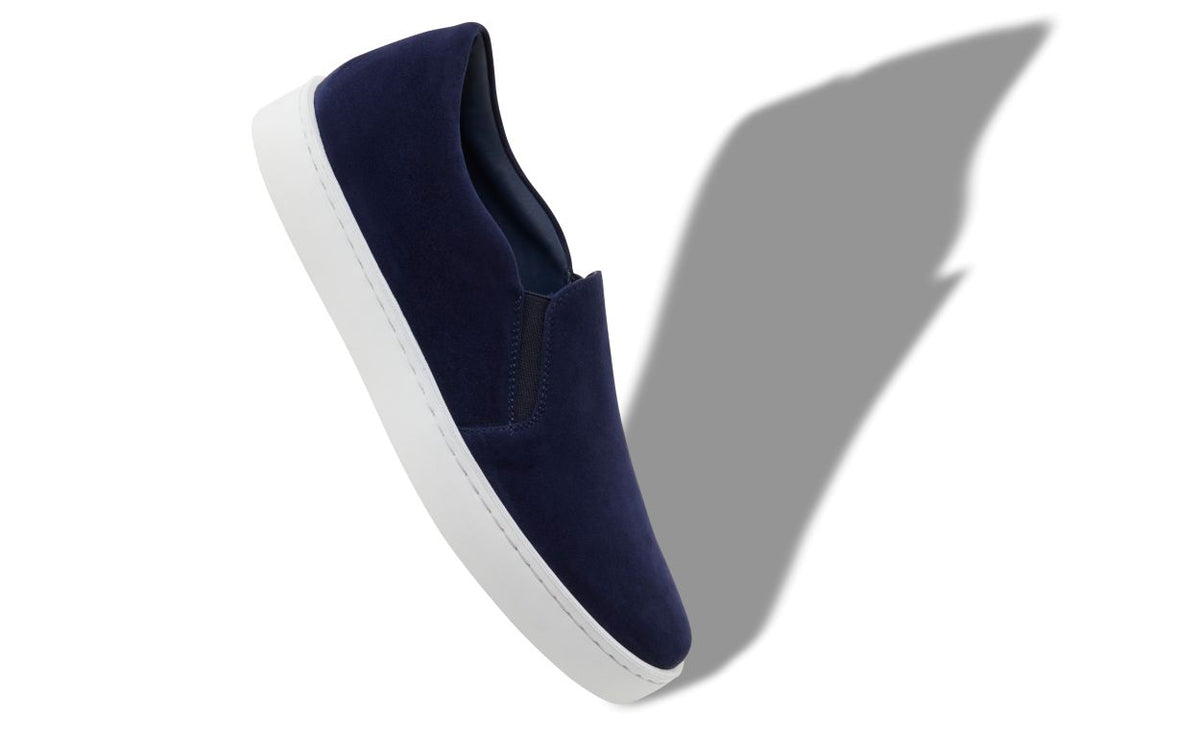 Bianca Halo Blue Round Toe Sneakers – front three-quarter view showing blue round toe, suede, Vowalisse