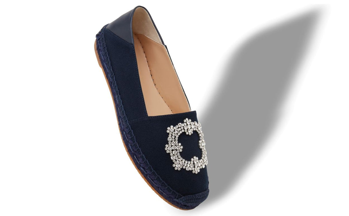 Delphine Élan Blue Round Toe Espadrilles – front three-quarter view showing blue round toe, Vowalisse