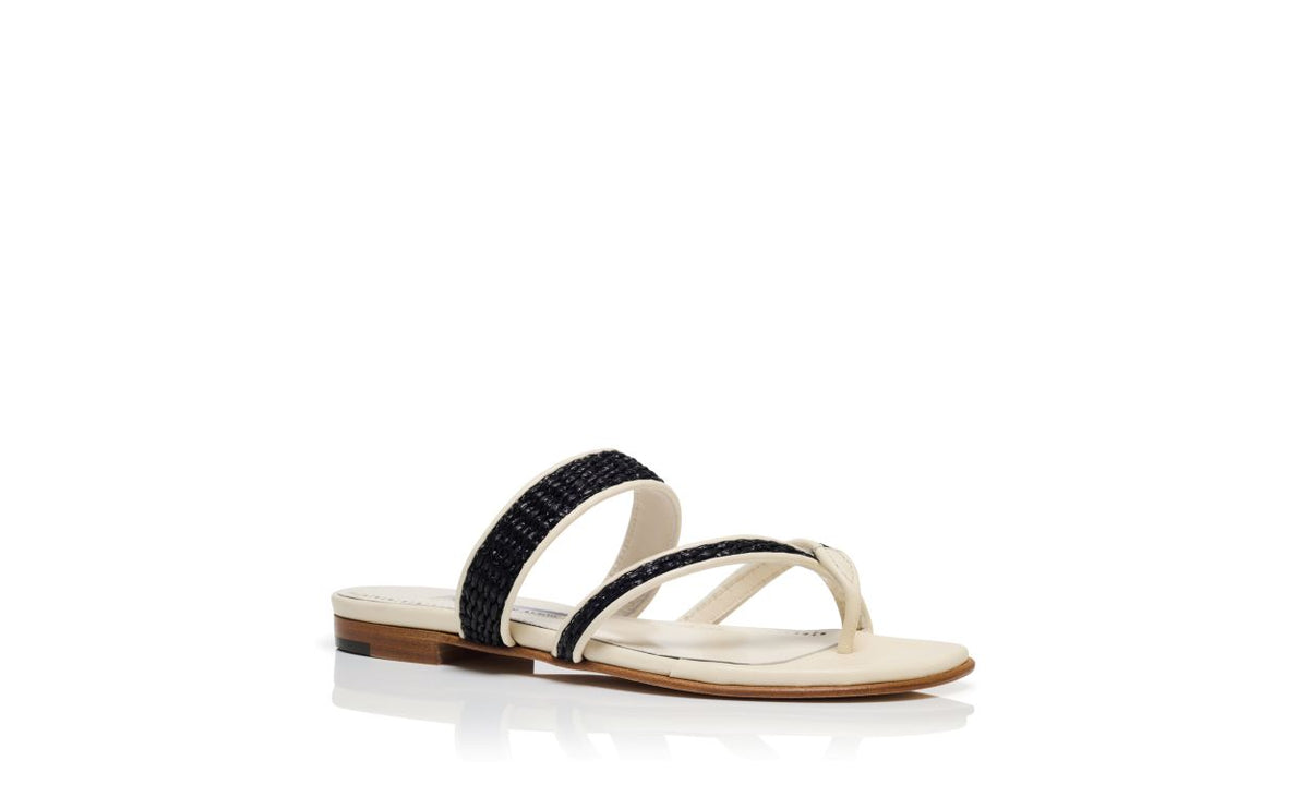 Evangeline Grace Neutral Crossover Mules – top view showing neutral crossover, open toe, raffia, Vowalisse