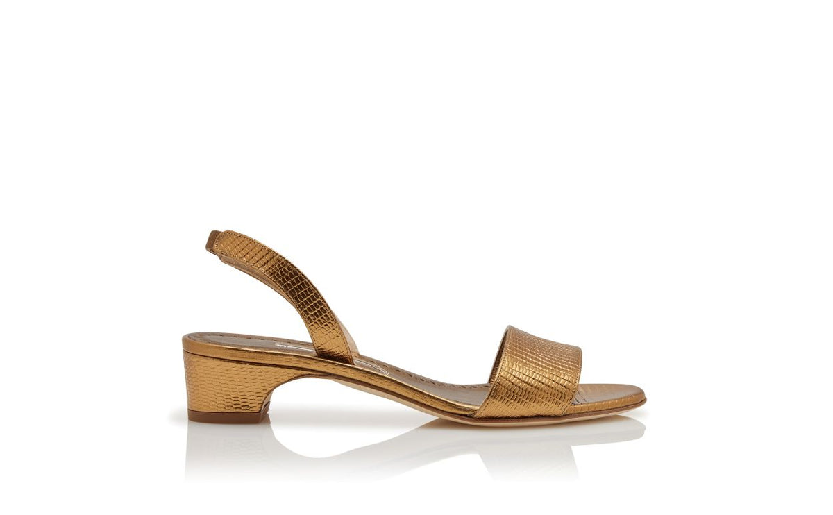 Odette Jewel Gold Slingback Slingbacks – side profile showing gold slingback, open toe, Vowalisse
