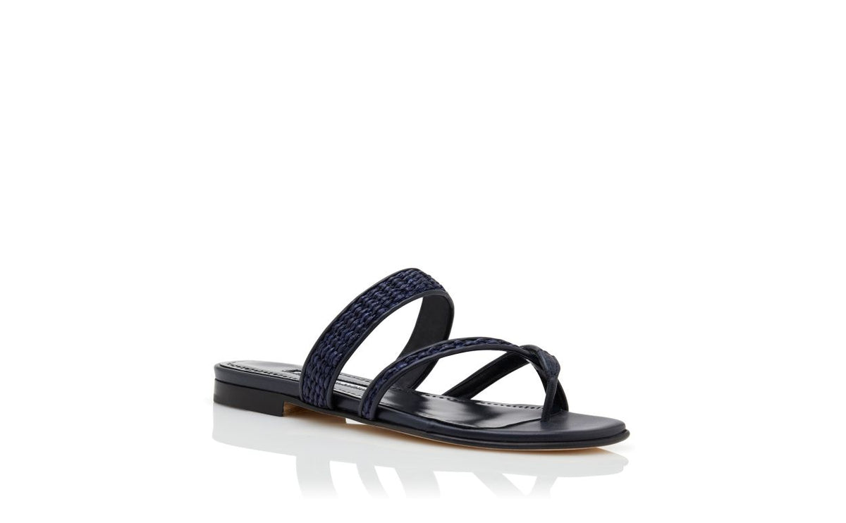 Marcella Élan Blue Crossover Mules – top view showing blue crossover, open toe, raffia, Vowalisse