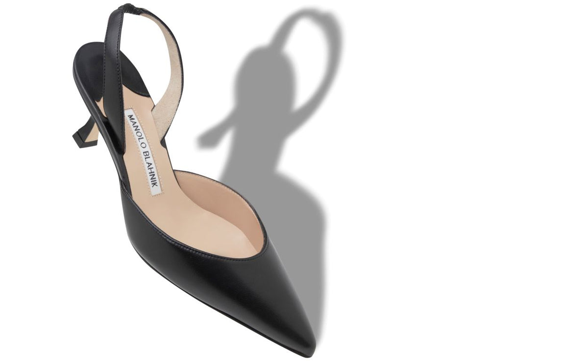 Lunette Dream Black Slingback Slingbacks – front three-quarter view showing black slingback, almond toe, nappa leather…