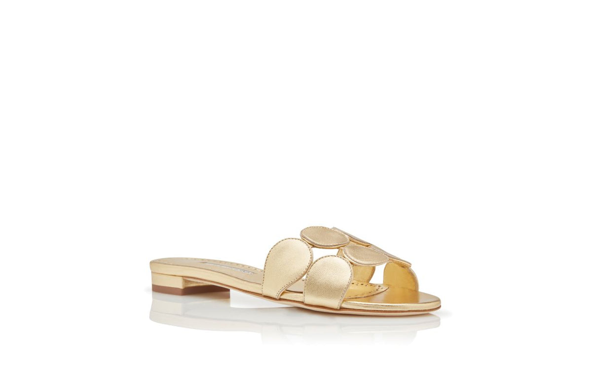 Colette Élan Gold Open Toe Mules – top view showing gold open toe, nappa leather, Vowalisse