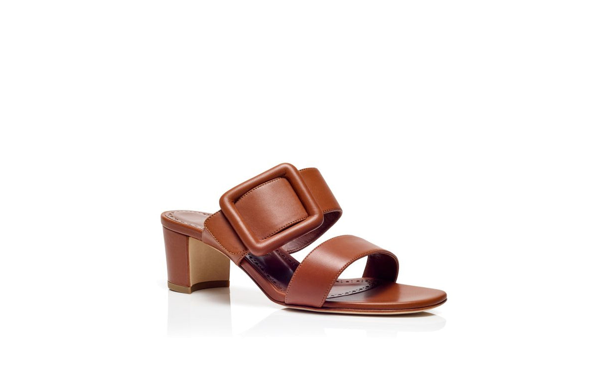 Camellia Halo Brown Open Toe Mules – top view showing brown open toe, nappa leather, Vowalisse