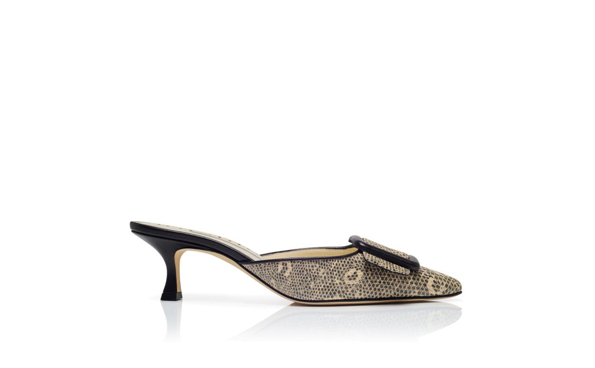 Delphine Halo Black Pointed Toe Mules – side profile showing black pointed toe, Vowalisse