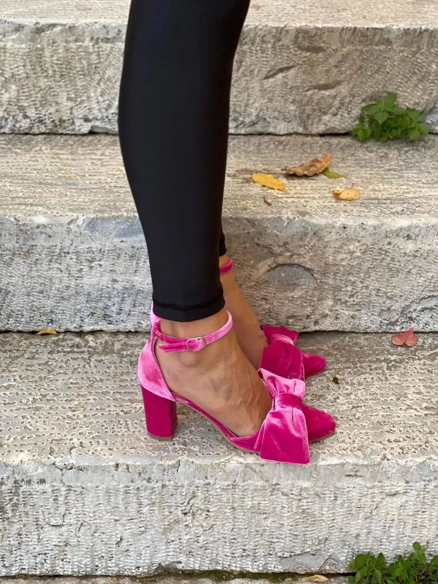 Rose Pink Velvet Block Heel Bridal Heels VOWALISSE bridal shoes – view 8