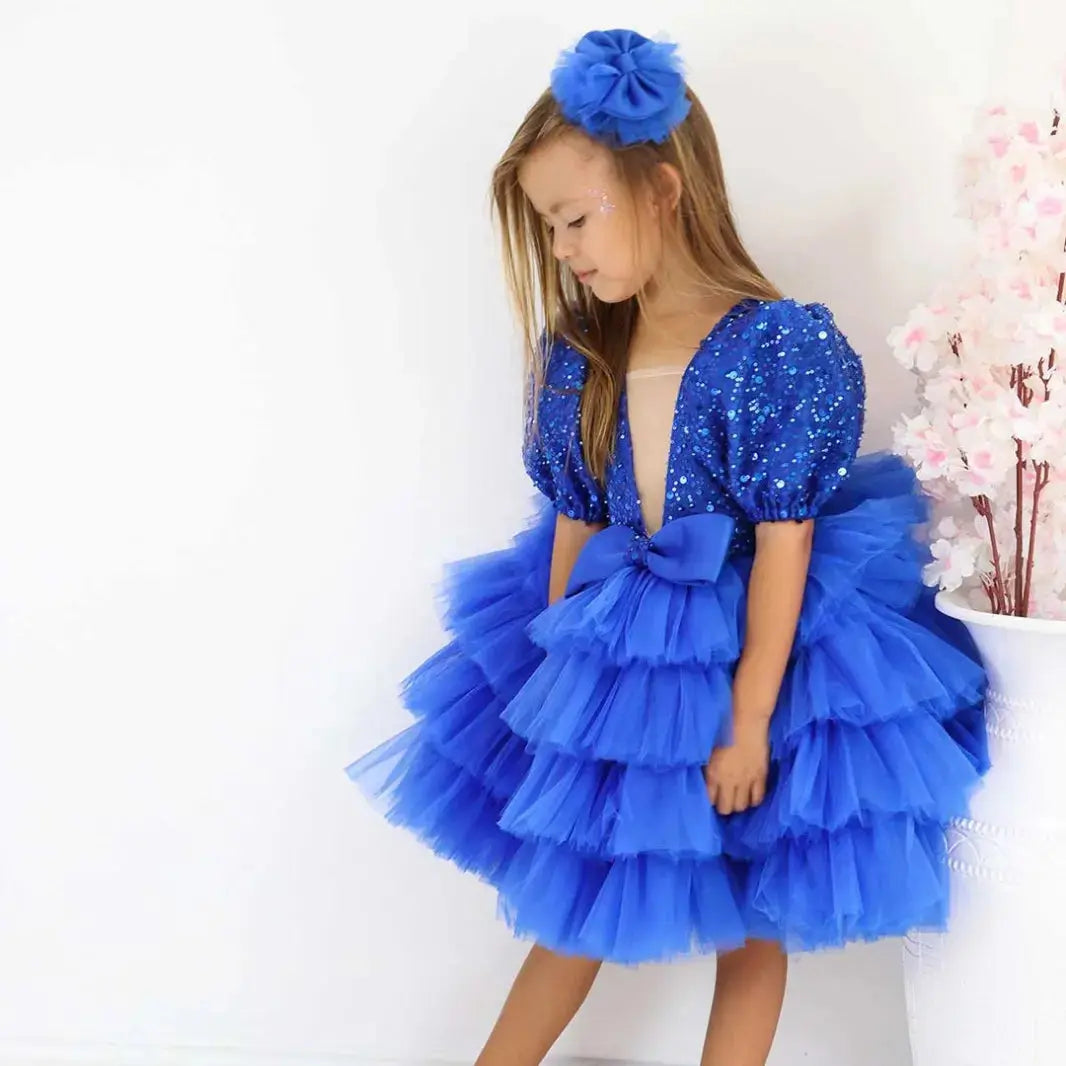 Aneta Blue Baby Girl Christening baby girl first birthday dress, additional product image 2 by Vowalisse
