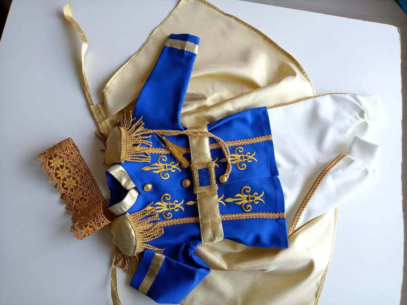 Navy Blue & Gold Personalized Baby Prince Costume 2, baby boy first birthday outfit, additional product image 6 by Vowalisse