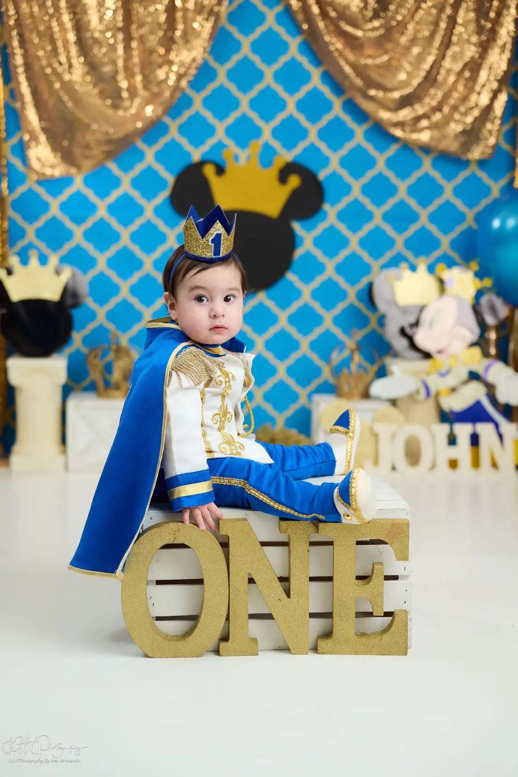 Royal Blue & Gold Personalized Baby Prince Costume, baby boy first birthday outfit, additional product image 2 by Vowalisse