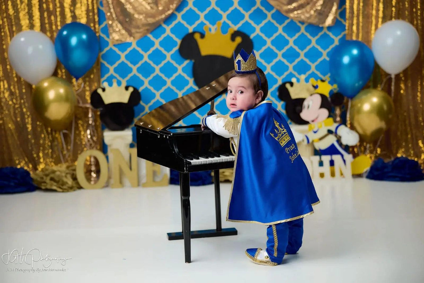 Royal Blue & Gold Personalized Baby Prince Costume, baby boy first birthday outfit, additional product image 3 by Vowalisse