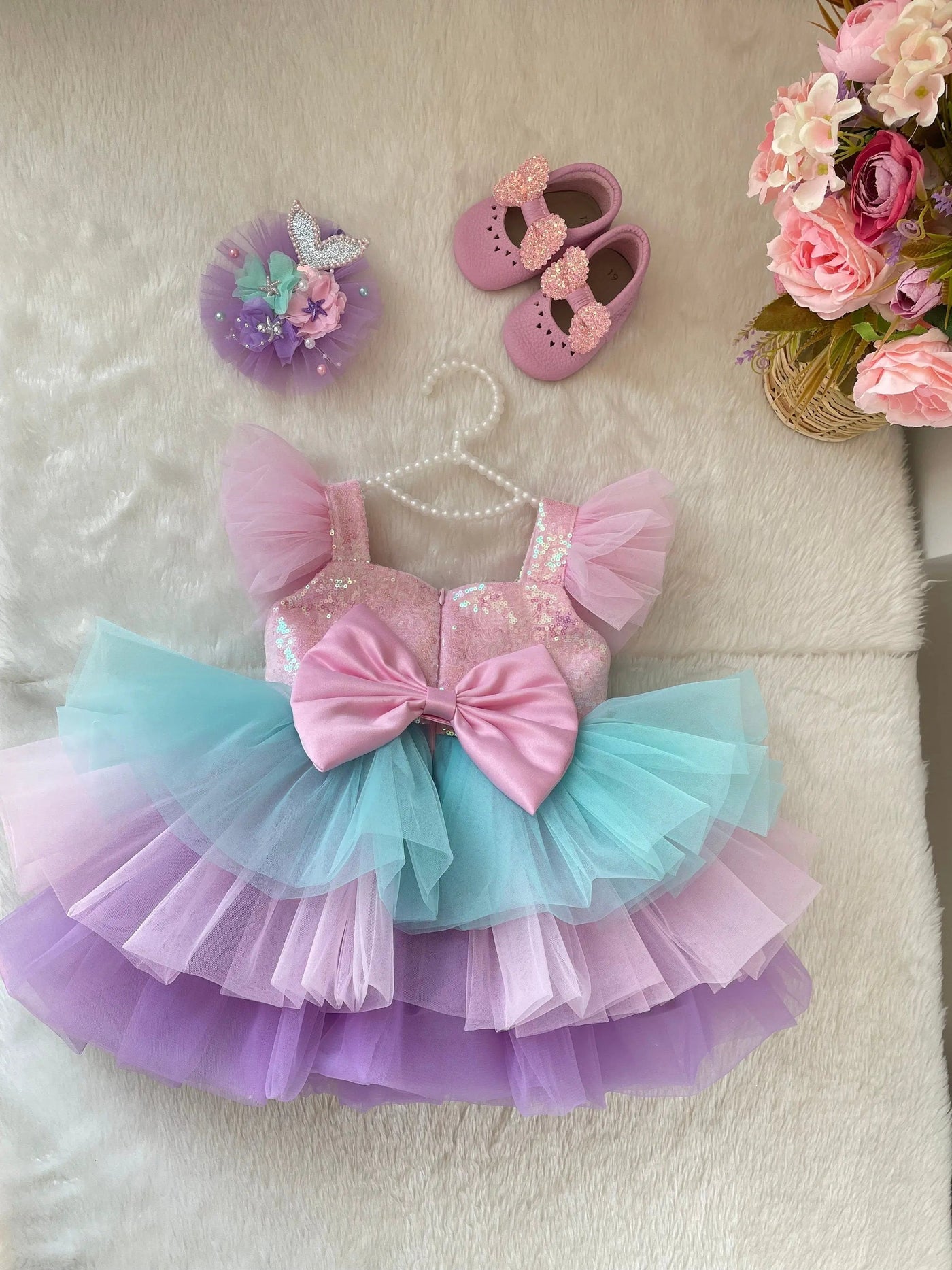 Tutu Purple Flower Girl Birthday baby girl first birthday dress, additional product image 8 by Vowalisse