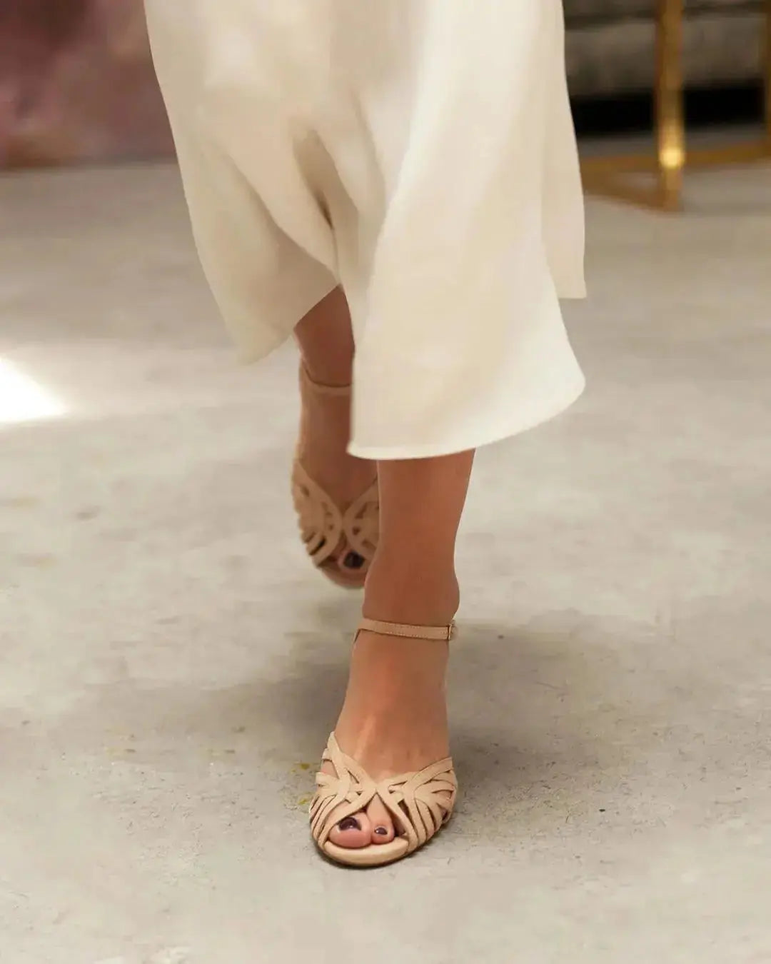 Ivory Lace Block Heel Bridal Heels VOWALISSE bridal shoes – view 3