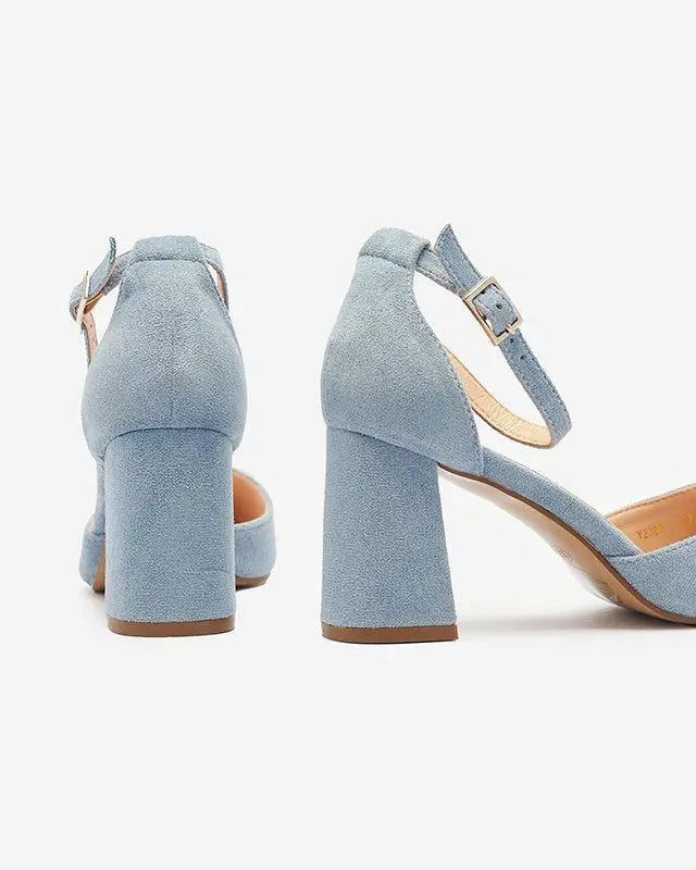Blue Green Velvet Block Heel Bridal Heels VOWALISSE bridal shoes – view 4