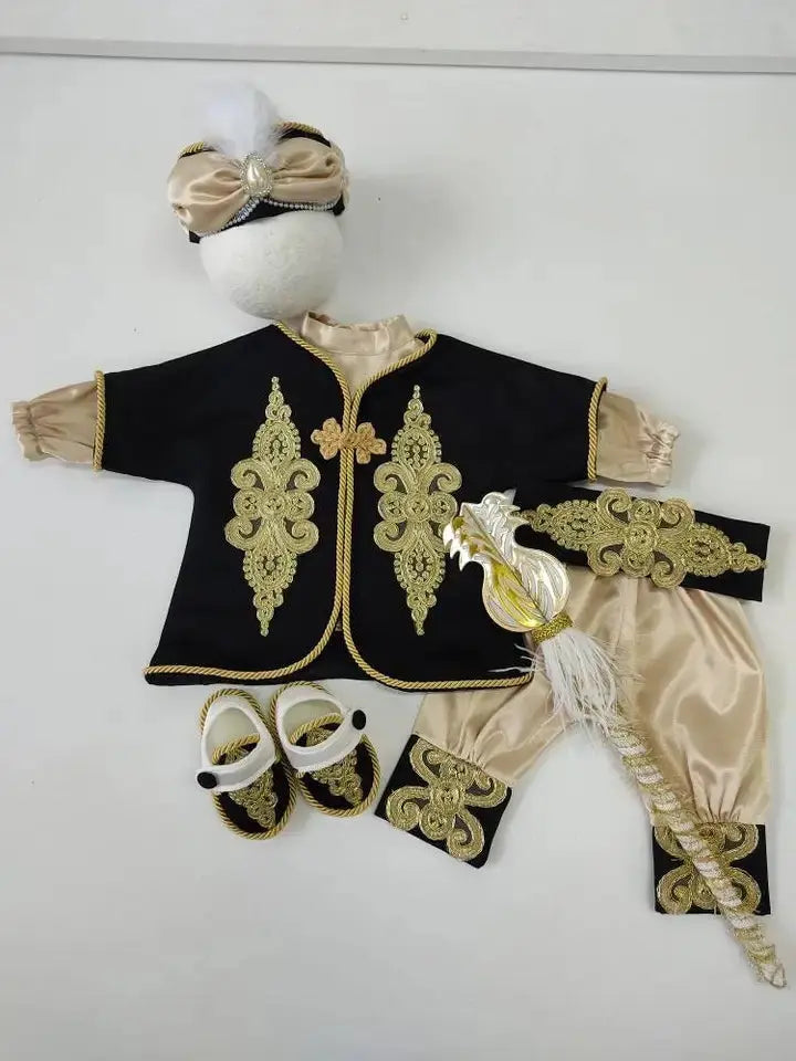 Navy Blue & Gold Personalized Baby Prince Costume 3, baby boy first birthday outfit, additional product image 8 by Vowalisse
