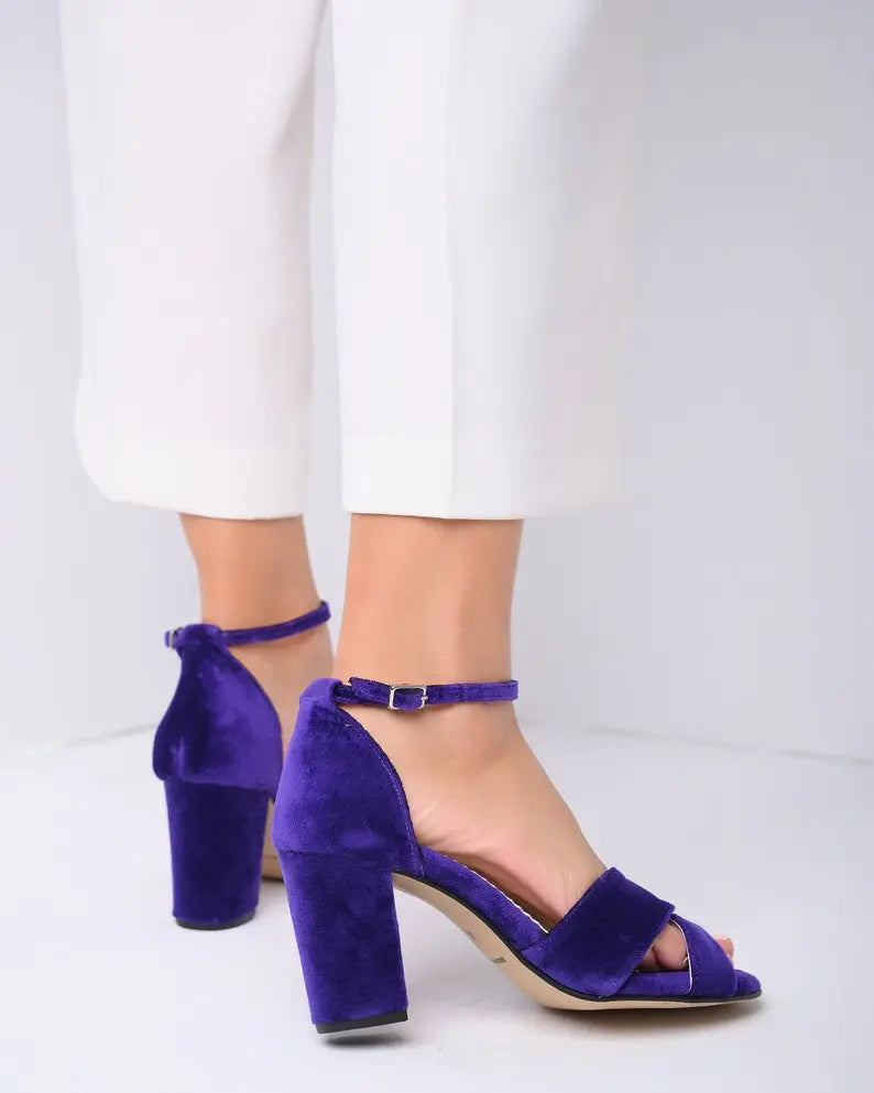Navy Block Heel Bridal Heels VOWALISSE bridal shoes – view 2