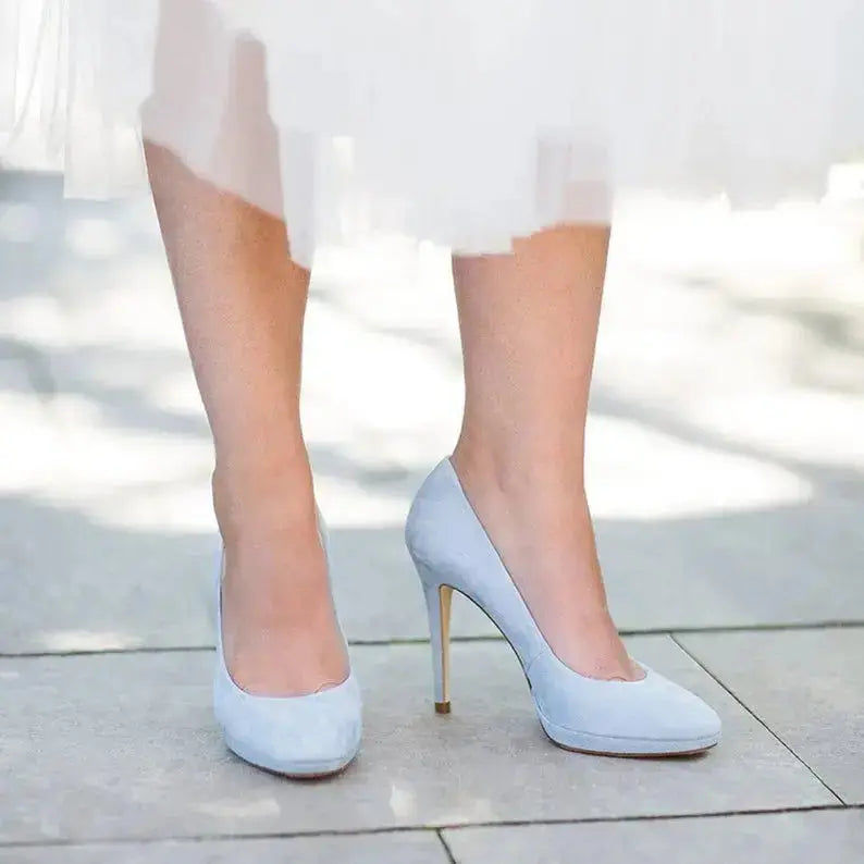 Emerald Green Velvet Block Heel Bridal Heels VOWALISSE bridal shoes – view 2