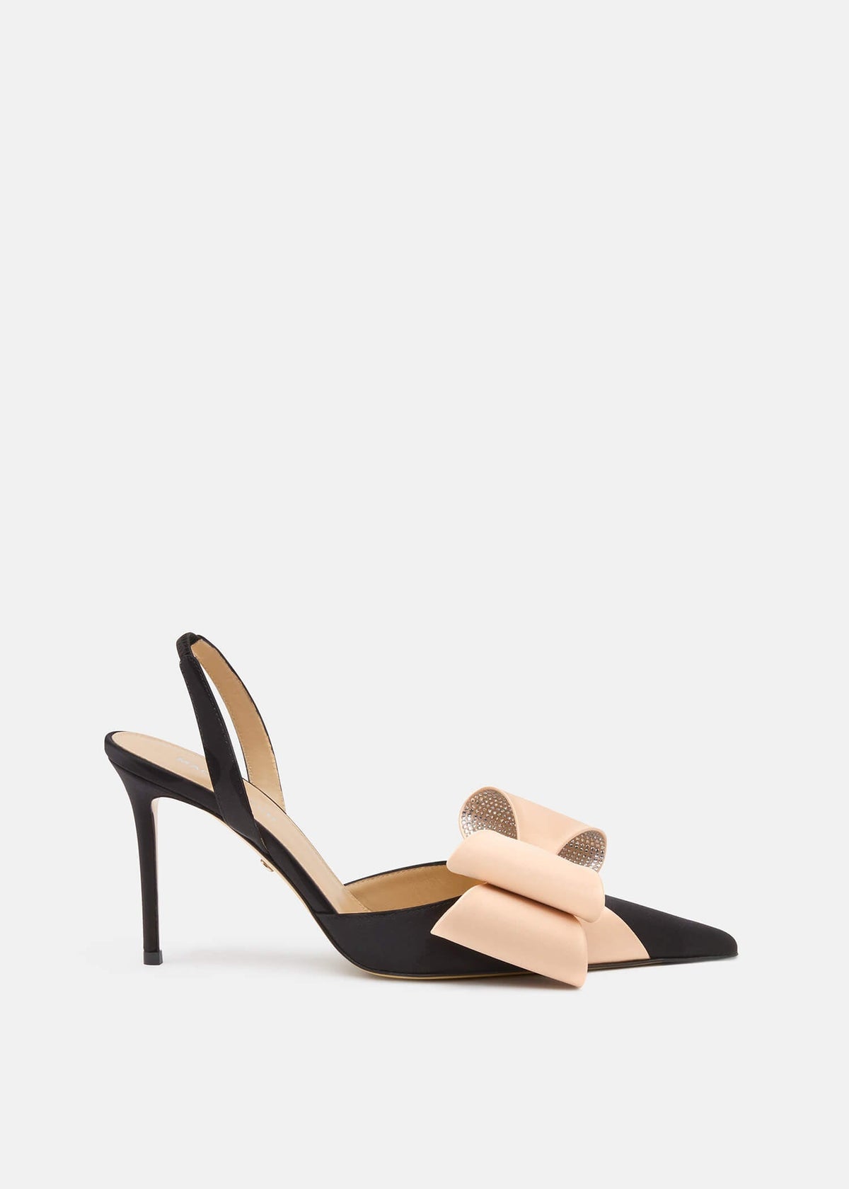 Daphne Black / Beige Crystal Slingbacks – front three-quarter view showing crystal, satin, black, Vowalisse