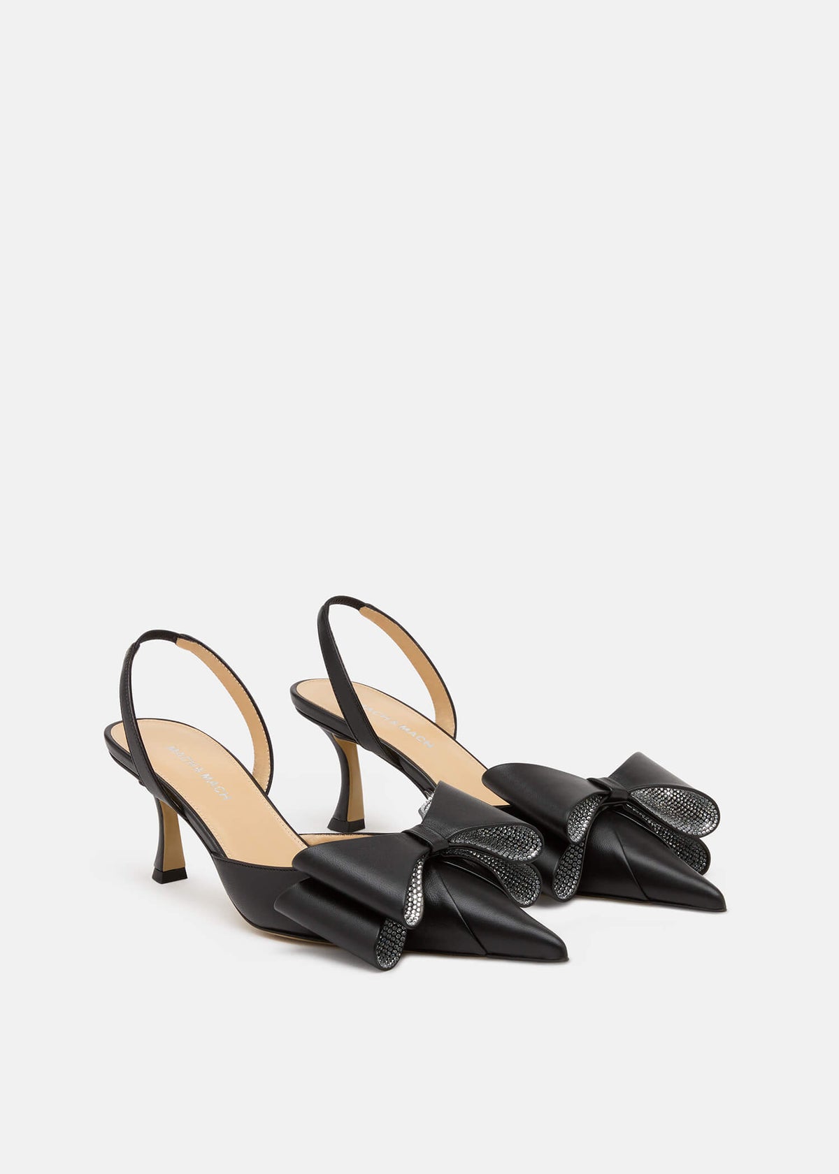 Calista Black Crystal Slingbacks – side profile showing crystal, black, Vowalisse