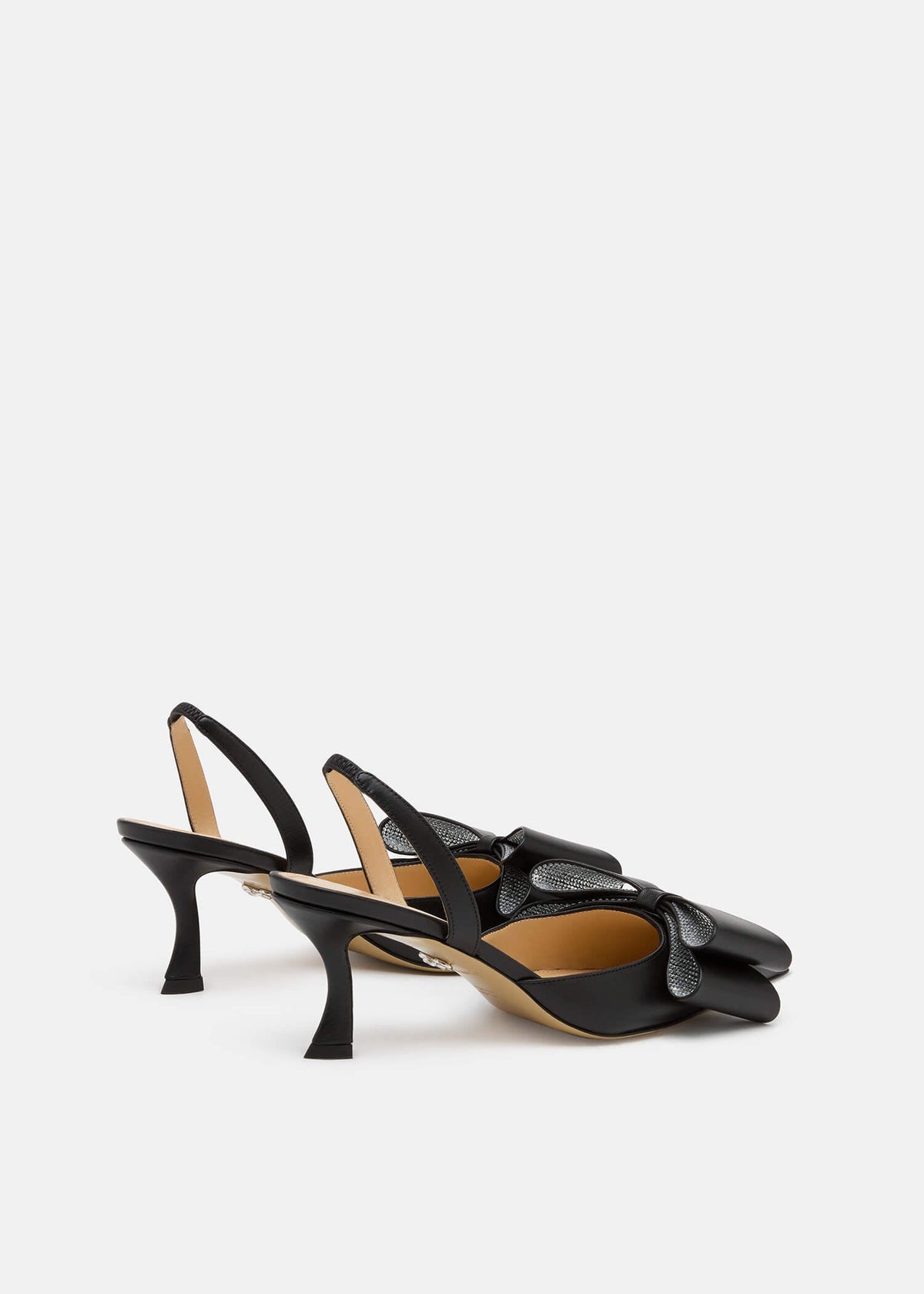Calista Black Crystal Slingbacks – heel view showing crystal, black, Vowalisse