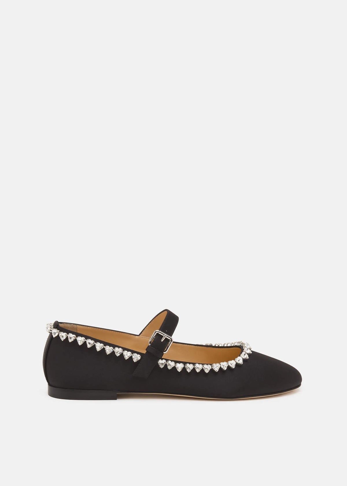 Mirella Black Satin Flats – front three-quarter view showing satin, black, Vowalisse