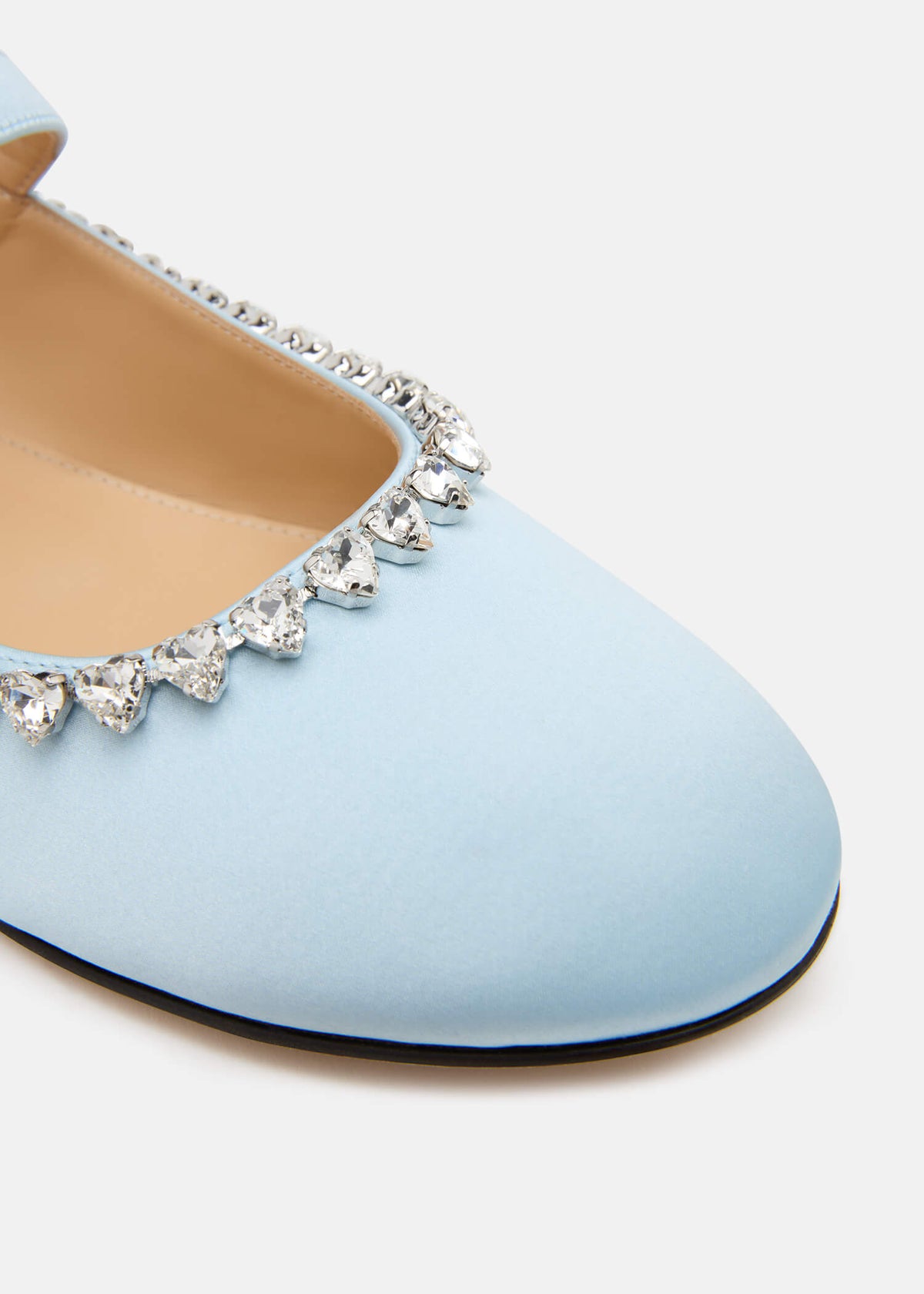 Lorelei Blue Satin Flats – rear view showing satin, blue, Vowalisse