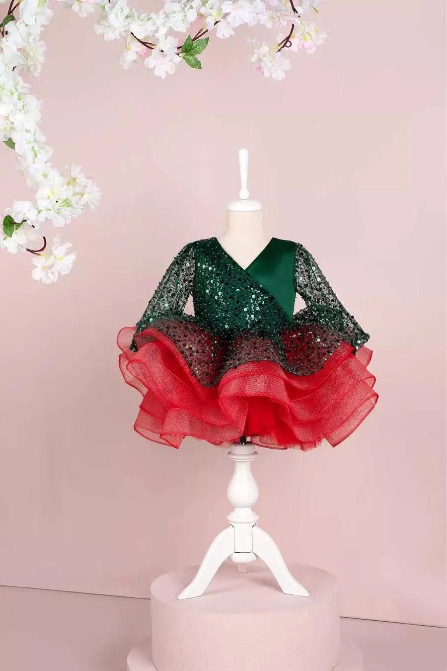 Gabrielle Red Mermaid Birthday Dress For Girls, baby girl first birthday dress, additional product image 6 by Vowalisse