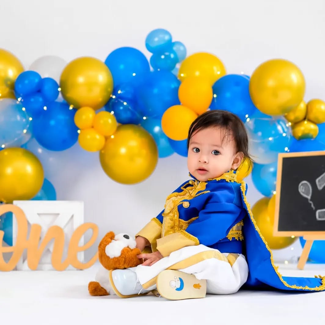 George Navy Blue & Gold Personalized Baby Prince Costume, baby boy first birthday outfit, additional product image 2 by