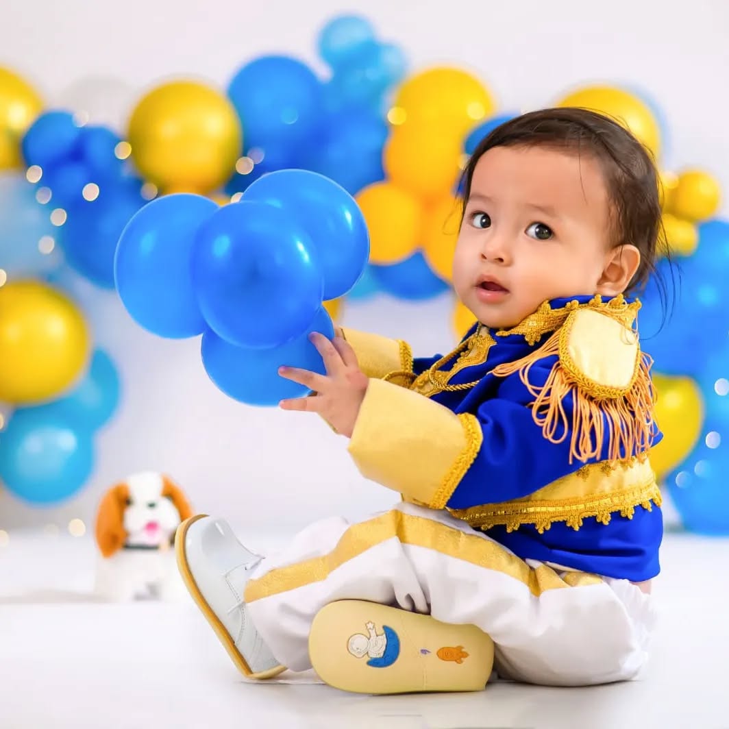 George Navy Blue & Gold Personalized Baby Prince Costume, baby boy first birthday outfit, main product image by Vowalisse