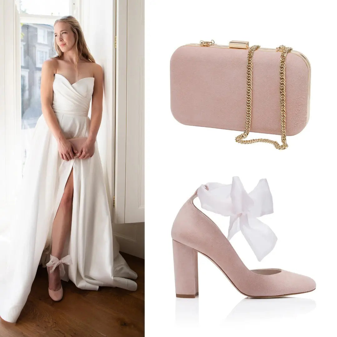 Hetty Pink Velvet Block Heel Bridal Heels VOWALISSE bridal shoes – view 16