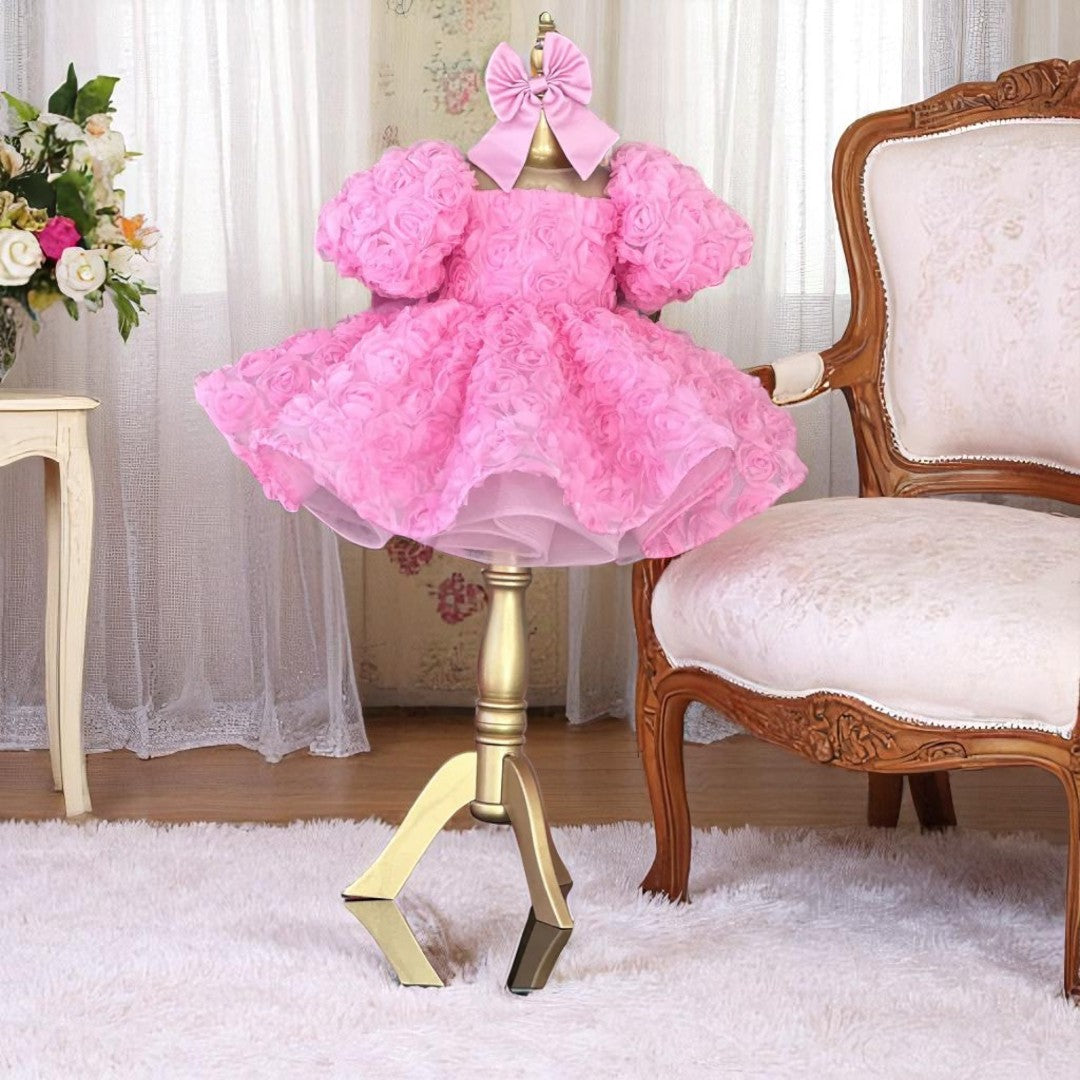 Bridal Pink Mermaid Birthday Dress For Girls, baby girl first birthday dress, additional product image 6 by Vowalisse